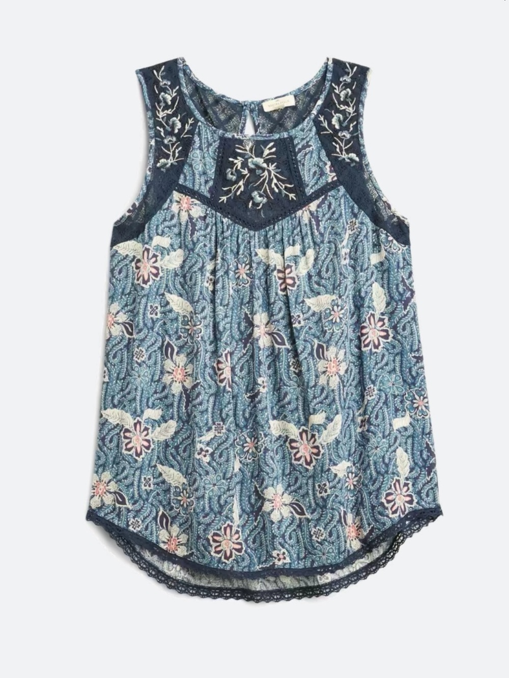 Mason & Belle Blue Tempesta Lace Tank